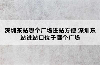 深圳东站哪个广场进站方便 深圳东站进站口位于哪个广场